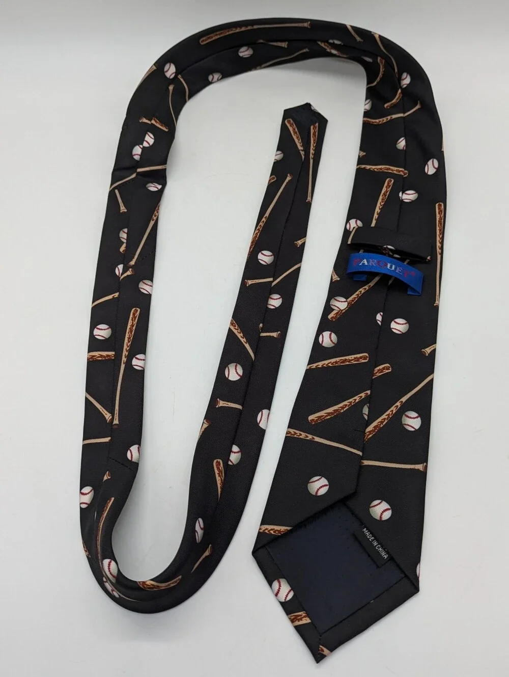 Vintage Parquet Black Brown Mens Baseball Novelty Tie